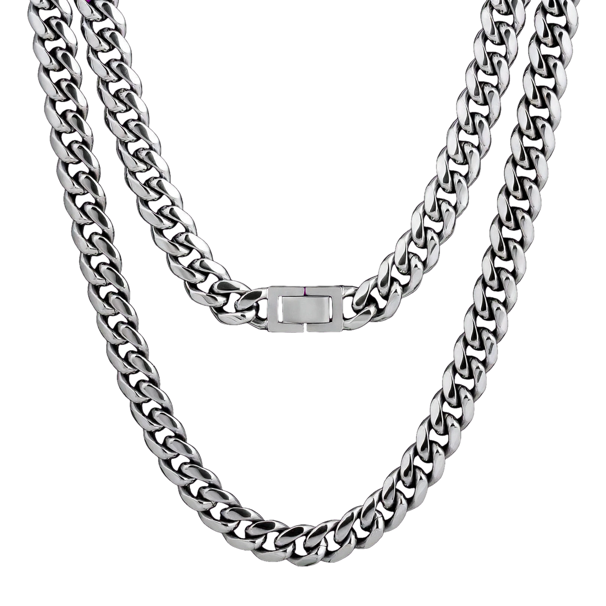 MAJESKY 8mm Cuban Link Chain - 20" - 18K Silver